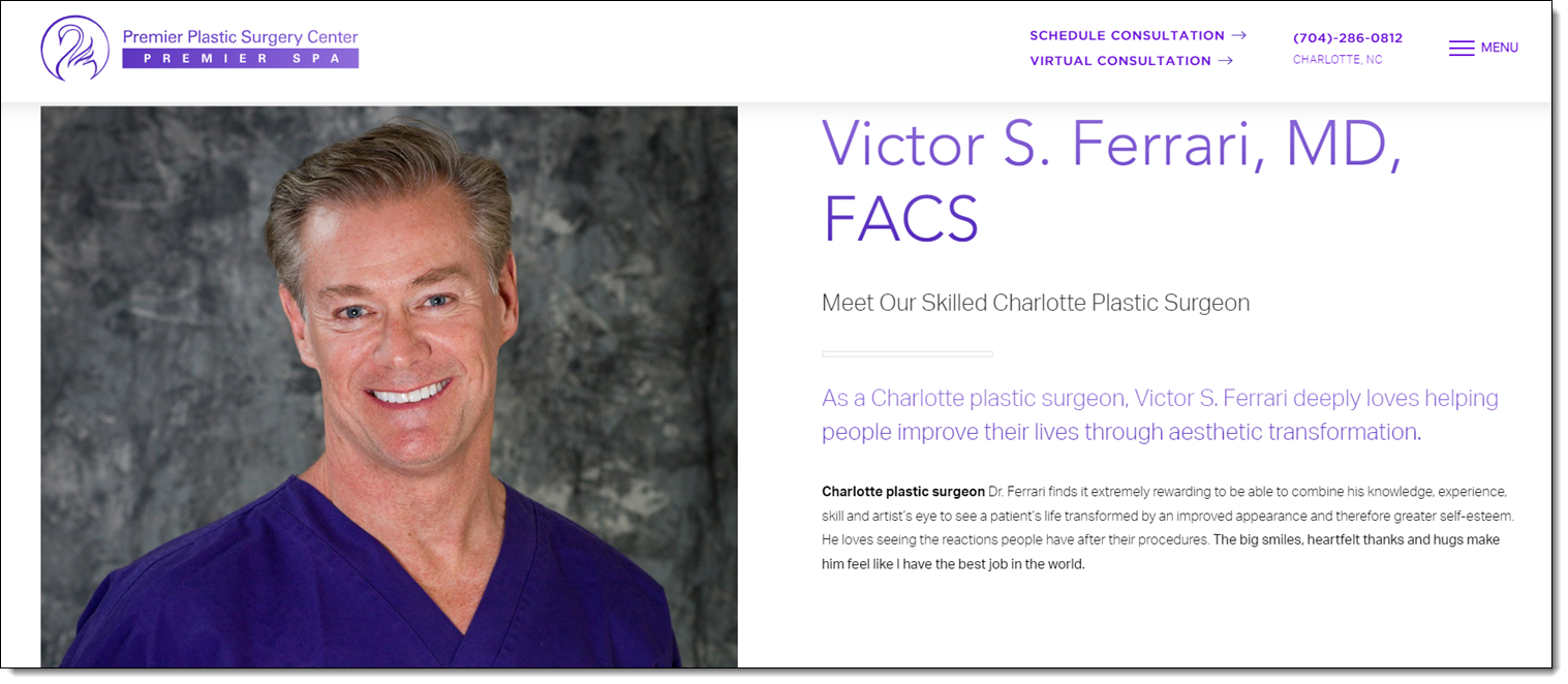 Premier Plastic Surgery Center - Dr. Victor Ferrari Meet Dr. Victor Ferrari of Premier Plastic Surgery Center in Charlotte