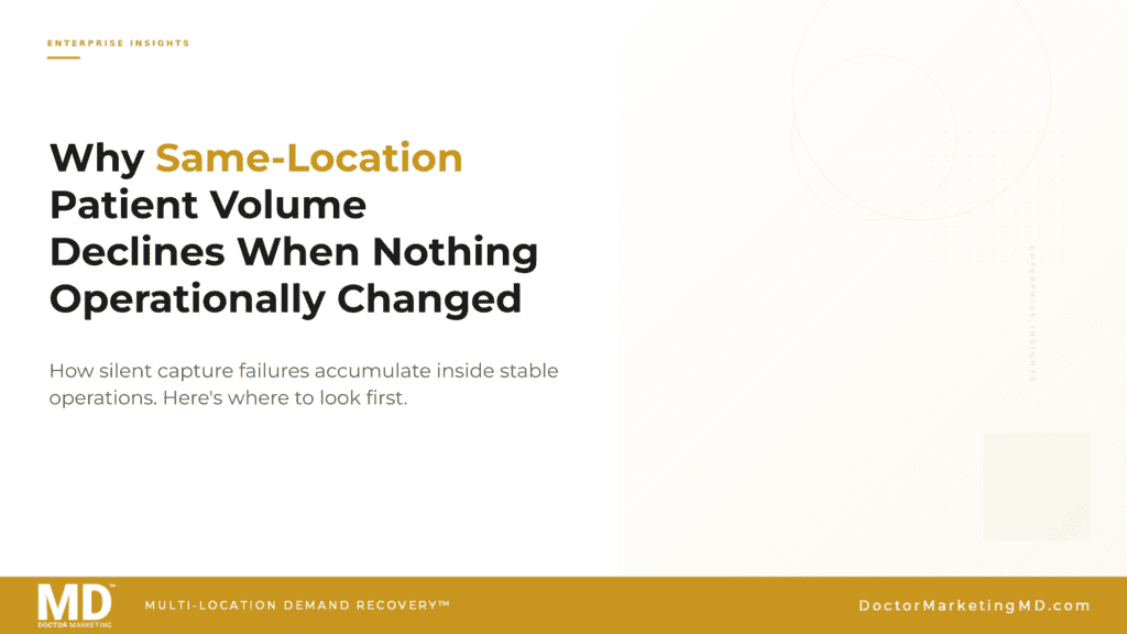 Why Same-Location Patient Volume Declines When Nothing Operationally Changed